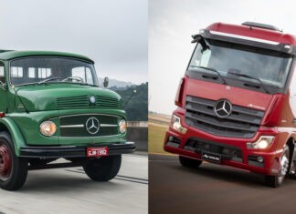65 anos da Mercedes-Benz no Brasil: do L 312 ao Novo Actros. Na foto, o L 1111