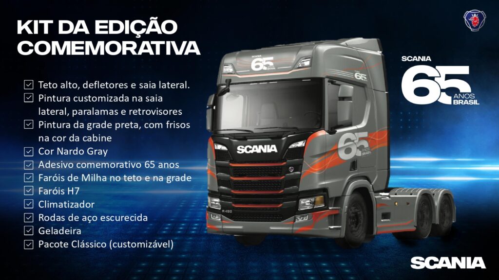 Vídeo: Caminhão que comemora os 65 anos da Scania no Brasil tem