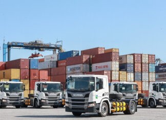 Tecon Santos vai operar com caminhões Scania a gás