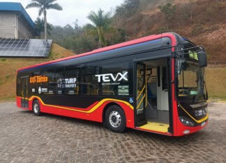 Turp Transporte testa ônibus elétrico TEVX Higer em Petrópolis