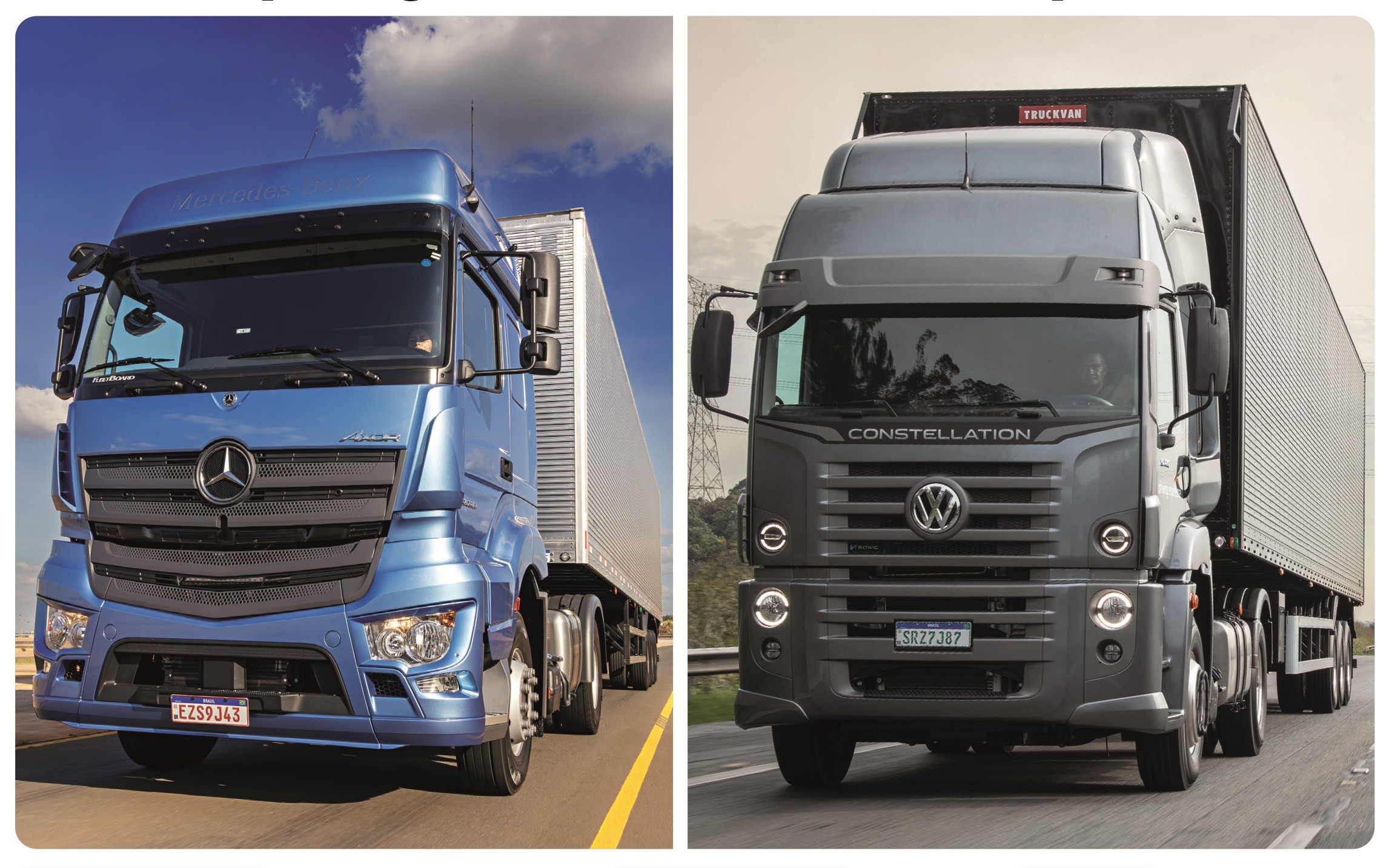 Cavalos mecânicos 4×2: MB Axor 2038 x VW Constellation 20.480